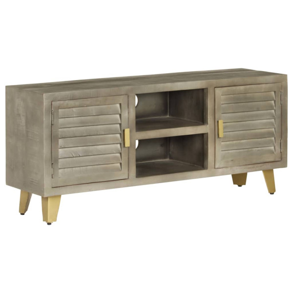 Szafka pod telewizor drewno mango szaro-mosiężna 110x30x48cm 867565
