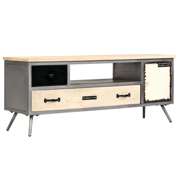 Szafka pod telewizor lite drewno mango i stal 120x30x45 cm 867503