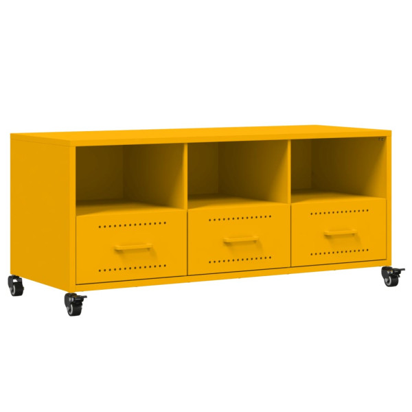 Szafka Pod Telewizor Musztardowa Półka Szafka RTV Stalowa 100.5x39x43.5 cm 867512