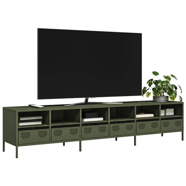 Szafka Pod Telewizor Oliwkowa Półka Szafka RTV Stalowa 202x39x43.5 cm 867796