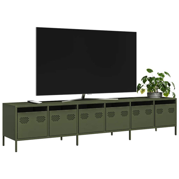 Szafka Pod Telewizor Oliwkowa Półka Szafka RTV Stalowa 202x39x43.5 cm 867578