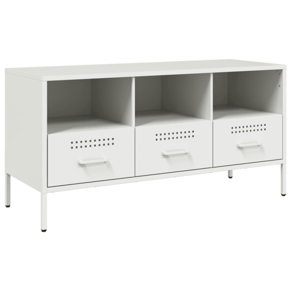 Szafka Pod Telewizor Półka Stolik RTV Biały Stal 100.5x39x50.5 cm 763543