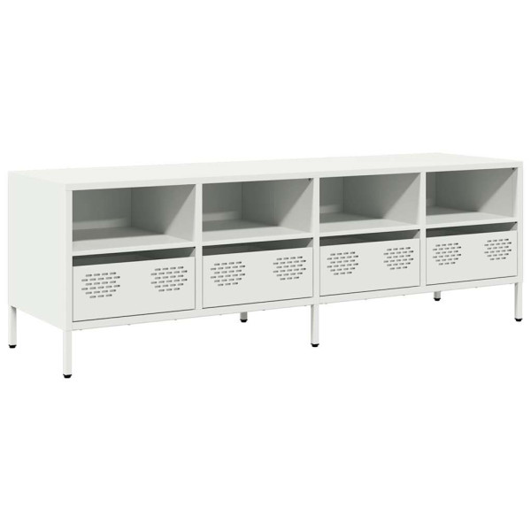 Szafka Pod Telewizor Półka Stolik RTV Biały Stal 135x39x43.5 cm 763539
