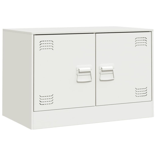 Szafka Pod Telewizor Półka Stolik RTV Biały Stal 67x39x44 cm 763452