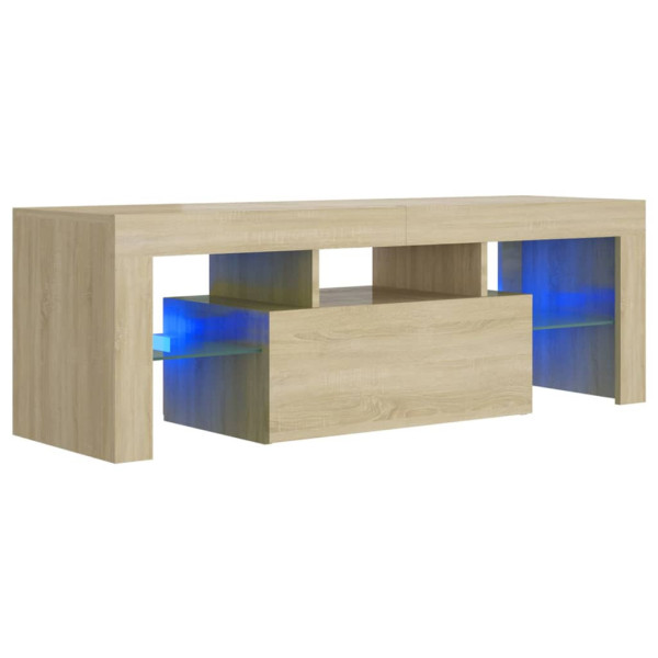 Szafka Pod Telewizor Półka Stolik RTV Brązowy LED 120x35x40 cm 765076