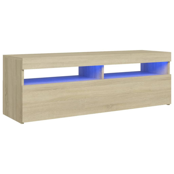 Szafka Pod Telewizor Półka Stolik RTV Brązowy LED 120x35x40 cm 763443