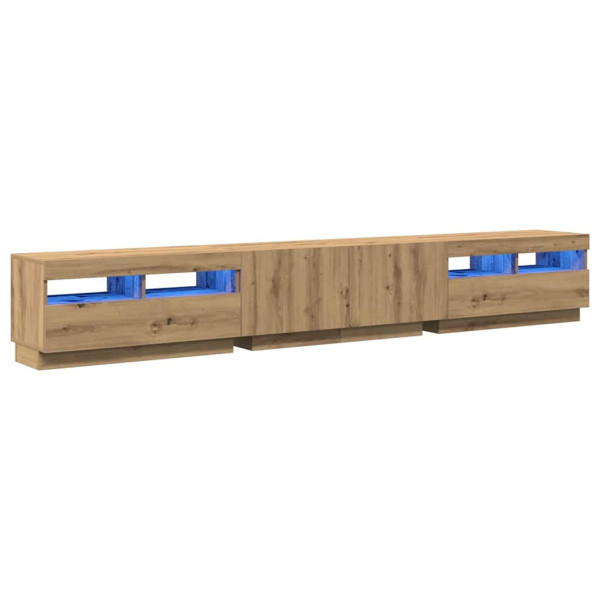 Szafka Pod Telewizor Półka Stolik RTV Brązowy LED 260x35x40 cm 770956