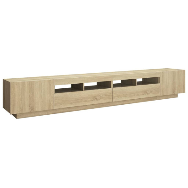 Szafka Pod Telewizor Półka Stolik RTV Brązowy LED 260x35x40 cm 770951