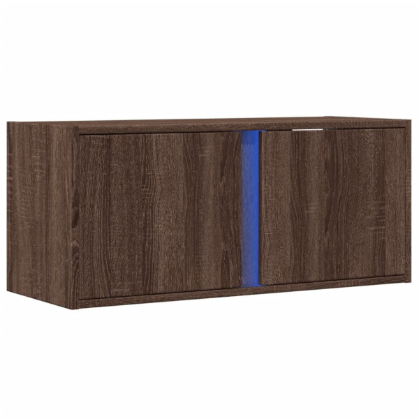 Szafka Pod Telewizor Półka Stolik RTV Brązowy LED 80x31x35 cm 764430