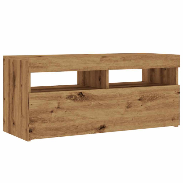 Szafka Pod Telewizor Półka Stolik RTV Brązowy LED 90x35x40 cm 763437
