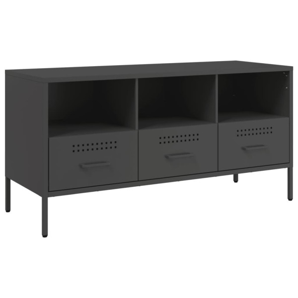 Szafka Pod Telewizor Półka Stolik RTV Metal Czarny 100.5x39x50.5 cm 763578