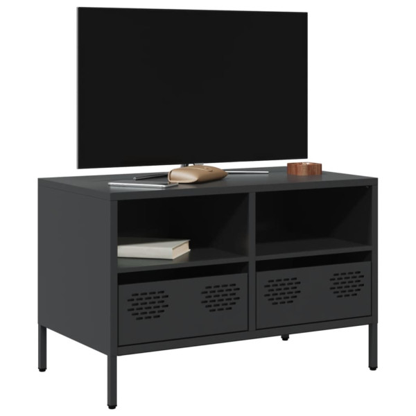 Szafka Pod Telewizor Półka Stolik RTV Metal Czarny 68x39x43.5 cm 763560