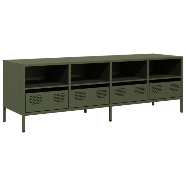 Szafka Pod Telewizor Półka Stolik RTV Oliwkowy Metal 135x39x43.5 cm 763488