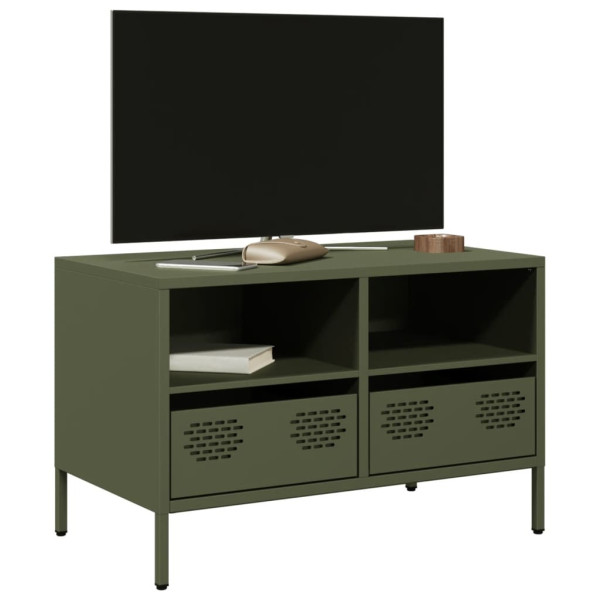 Szafka Pod Telewizor Półka Stolik RTV Oliwkowy Metal 68x39x43.5 cm 763480