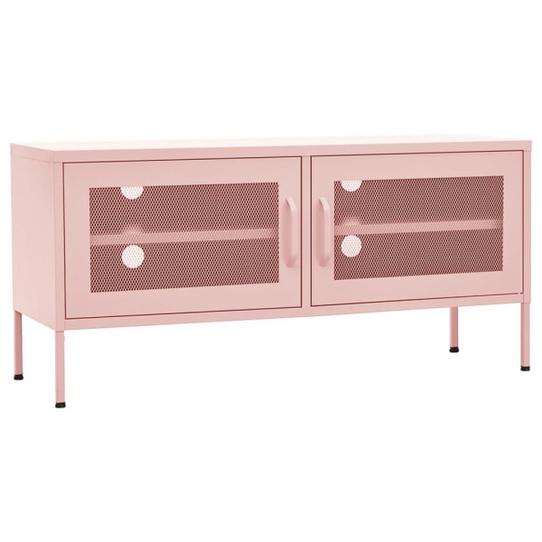 Szafka Pod Telewizor Półka Stolik RTV Różowy Stal 105x35x50 cm 763525