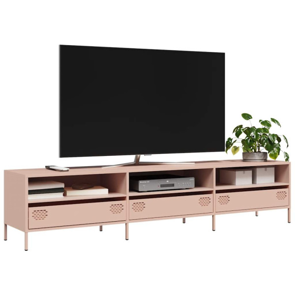 Szafka Pod Telewizor Różowa Półka Szafka RTV Stalowa 202x39x43.5 cm 868011