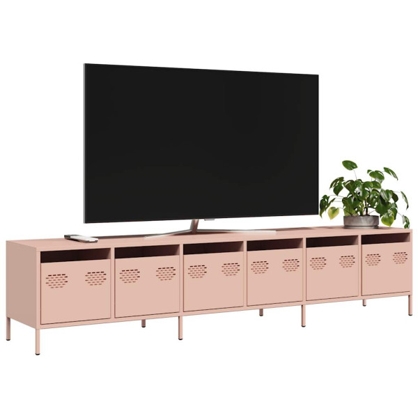 Szafka Pod Telewizor Różowa Półka Szafka RTV Stalowa 202x39x43.5 cm 868050