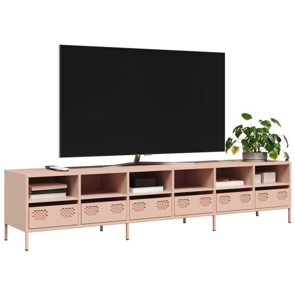 Szafka Pod Telewizor Różowa Półka Szafka RTV Stalowa 202x39x43.5 cm 867994