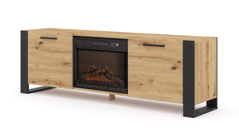 Szafka pod telewizor RTV NUKA 180 cm z kominkiem elektrycznym dąb artisan 413410