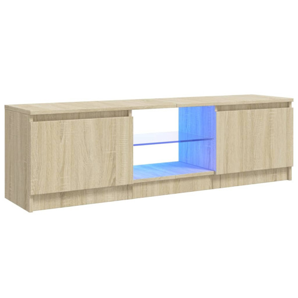 Szafka Pod Telewizor Stolik Półka Szafka RTV Brązowa LED 120x30x35.5 cm 762821