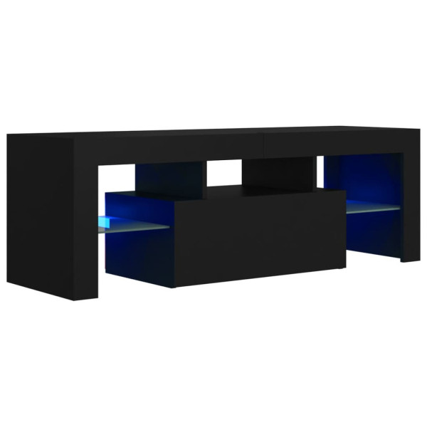 Szafka Pod Telewizor Stolik Półka Szafka RTV Czarna LED 120x35x40 cm 765053