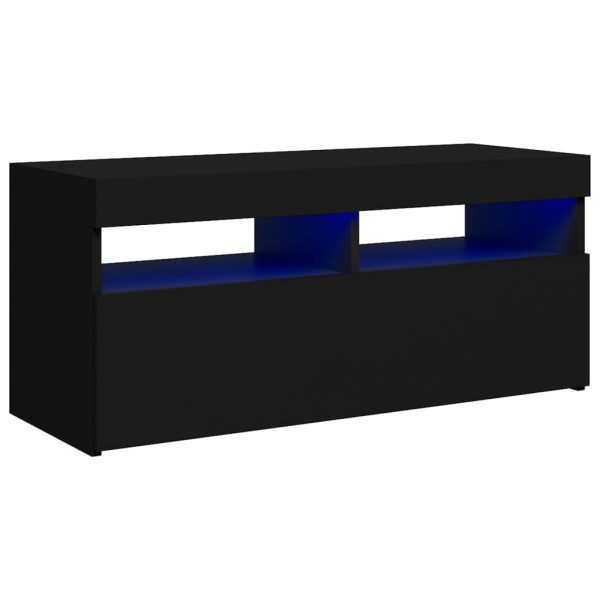 Szafka Pod Telewizor Stolik Półka Szafka RTV Czarny LED 90x35x40 cm 763532