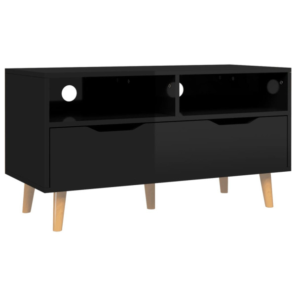 Szafka Pod Telewizor Stolik Półka Szafka RTV Czarny Połysk 90x40x48.5 cm 764359