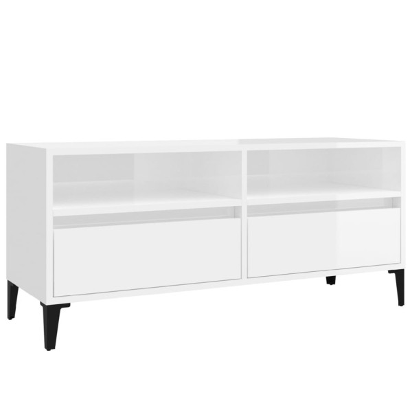 Szafka Pod Telewizor Szafka RTV Komoda Biały Połysk 100x34,5x44,5 cm 762232