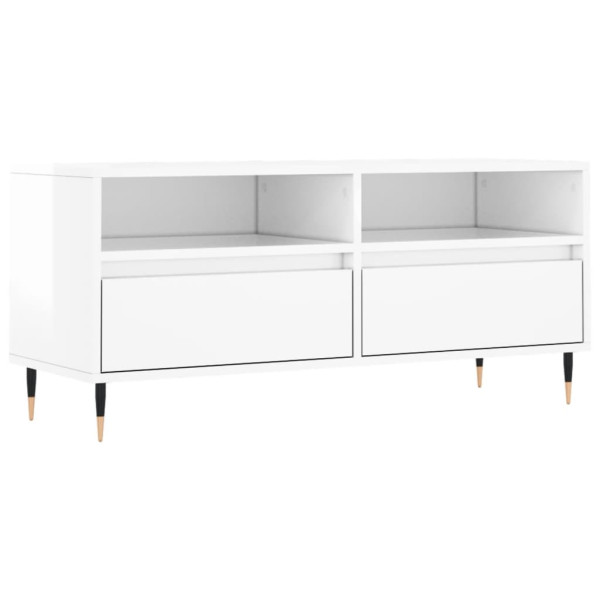 Szafka Pod Telewizor Szafka RTV Komoda Biały Połysk 100x34,5x44,5 cm 762125