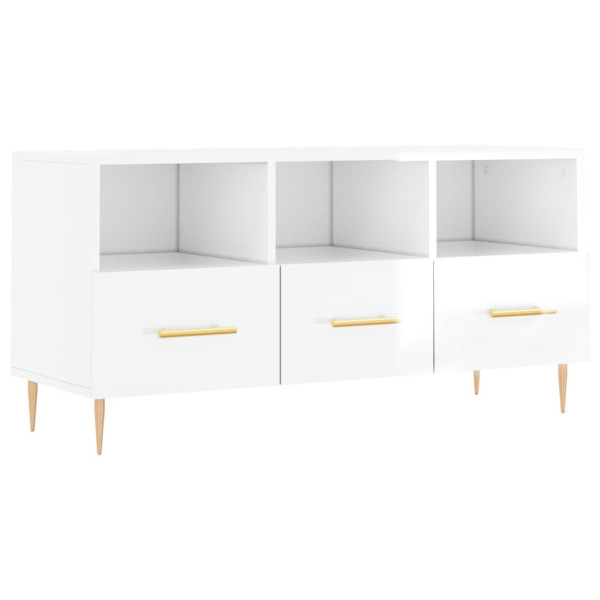 Szafka Pod Telewizor Szafka RTV Komoda Biały Połysk 102x36x50 cm 773056