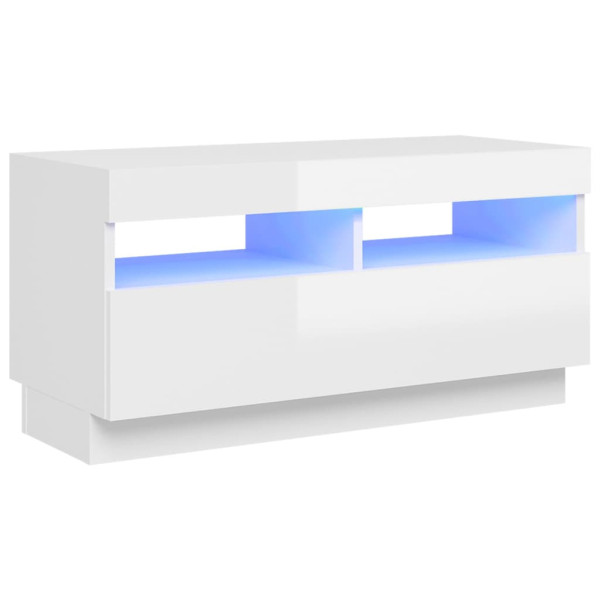 Szafka Pod Telewizor Szafka RTV Komoda Biały Połysk LED 80x35x40cm 762099