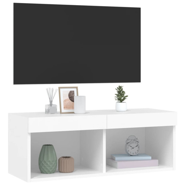 Szafka Pod Telewizor Szafka RTV Komoda Pod Telewizor Biała LED 80x30x30 cm 764834