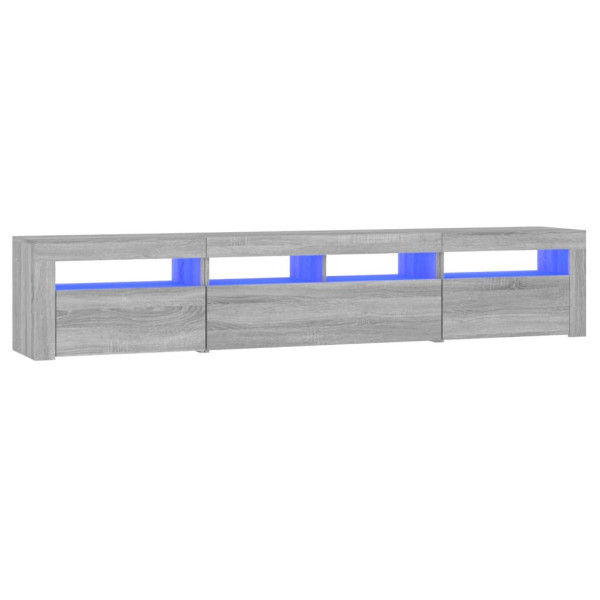 Szafka Pod Telewizor Szafka RTV Stolik Półka Szara LED 210x35x40 cm 766369