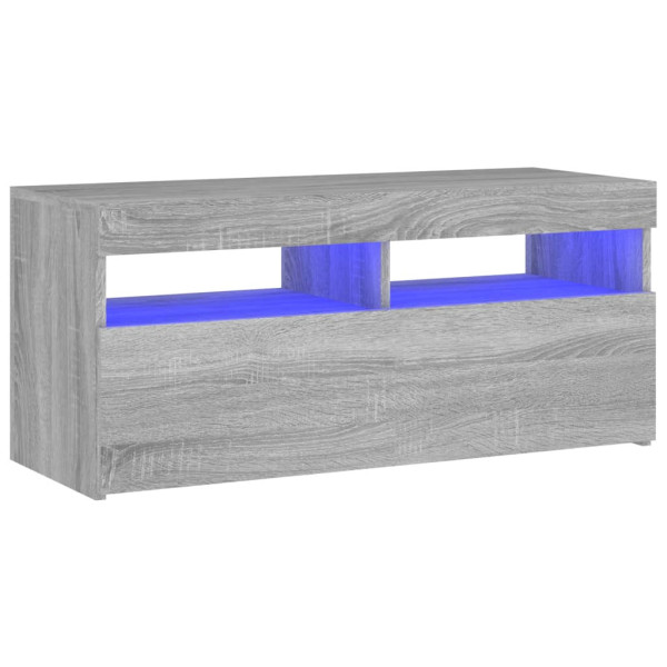 Szafka Pod Telewizor Szafka RTV Stolik Półka Szara LED 90x35x40 cm 763540