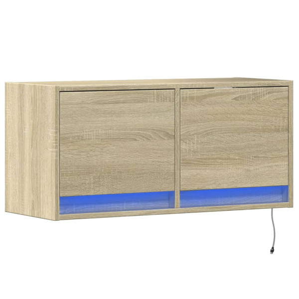 Szafka Pod Telewizor Wisząca Szafka RTV Stolik Brązowa LED 80x31x35 cm 762740