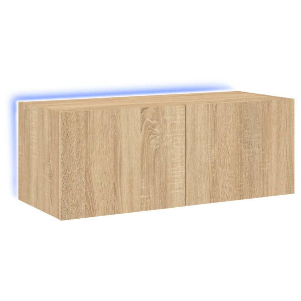 Szafka Pod Telewizor Wisząca Szafka RTV Stolik Brązowa LED 80x35x31 cm 763551