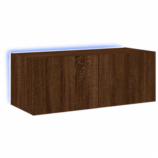 Szafka Pod Telewizor Wisząca Szafka RTV Stolik Brązowa LED 80x35x31 cm 763466