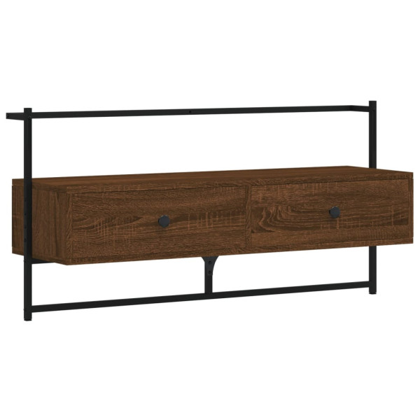 Szafka Pod Telewizor Wisząca Szafka RTV Stolik Półka Brązowa 100.5x30x51 cm 763524