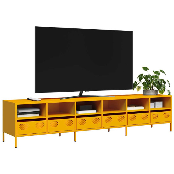 Szafka Pod Telewizor Żółta Półka Szafka RTV Stalowa 202x39x43.5 cm 867627