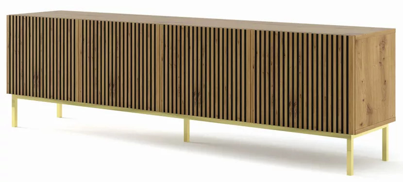 Szafka pod TV z lamelami dąb artisan - Xyro 638356