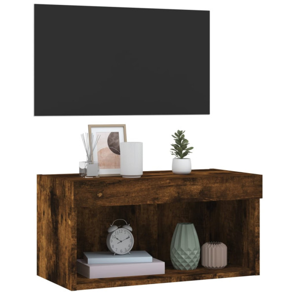 Szafka pod TV z LED kolor przydymiony dąb 60x30x30 cm 765047