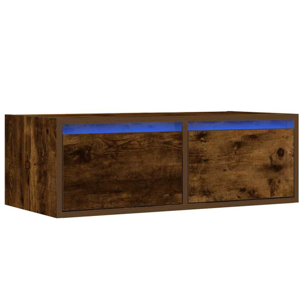 Szafka pod TV z LED przydymiony dąb 75x35.5x25 cm 866545