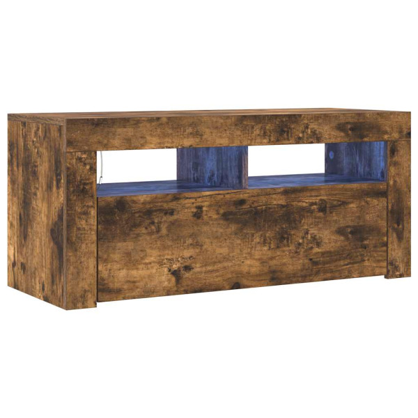 Szafka pod TV z oświetleniem LED przydymiony dąb 90x35x40 cm 857692