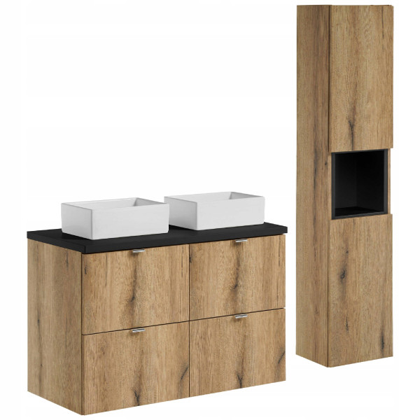 Szafka pod umywalkę 100 cm NOVA OAK z blatem i umywalką oraz słupkiem 620474