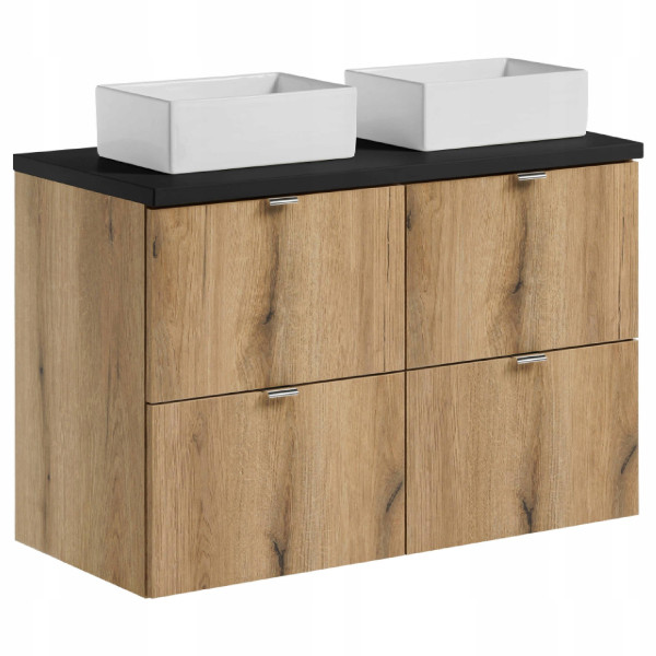 Szafka pod umywalkę 100 cm NOVA OAK z czarnym blatem i umywalką 628735