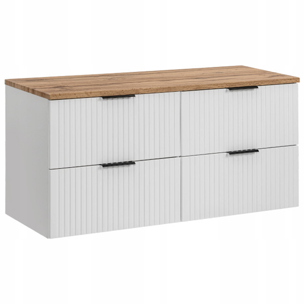 Szafka pod umywalkę 120 cm ADEL WHITE z blatem DĄB WOTAN 335726
