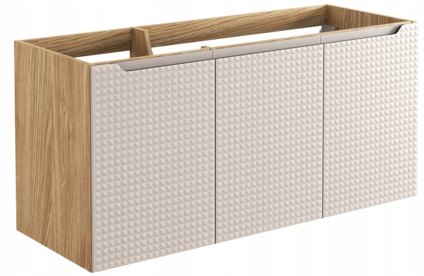 Szafka Pod Umywalkę 120 cm BEŻOWA DĄB Wisząca MDF 3D LUXOR 290616