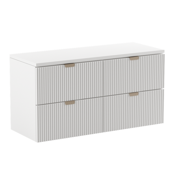 Szafka pod umywalkę 120 cm Biały z ryflowanymi frontami 604831