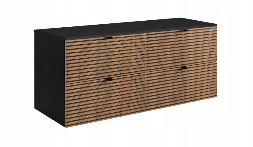 Szafka Pod UMYWALKĘ 120 cm CZARNA BLAT FREZOWANA 2S AURA 311319