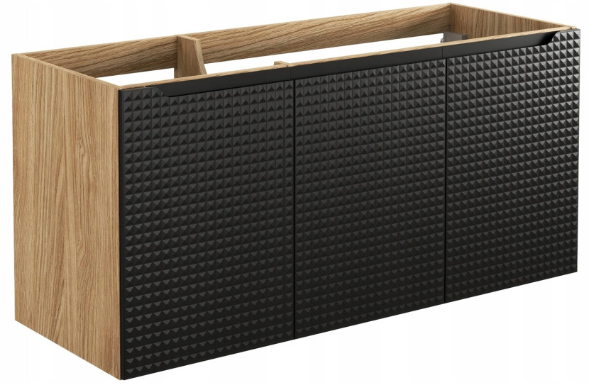 Szafka Pod Umywalkę 120 cm CZARNA DĄB Wisząca MDF 3D LUXOR 290599